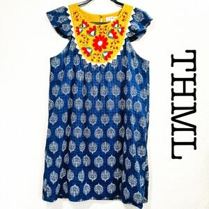 Anthropologie THML Dres Embroidered Floral Design Size Small